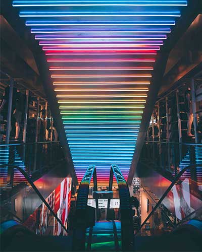 Escalator Ceiling Color Chasing Lights