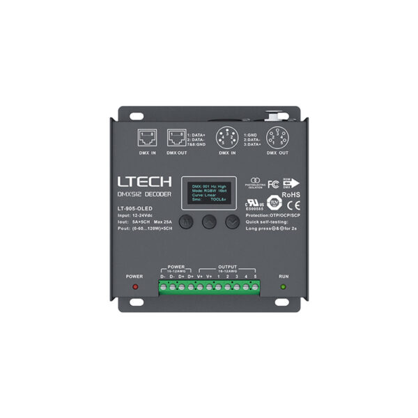 LTech 5Channel CV RDM DMX512 Decoder LT-905-OLED 1