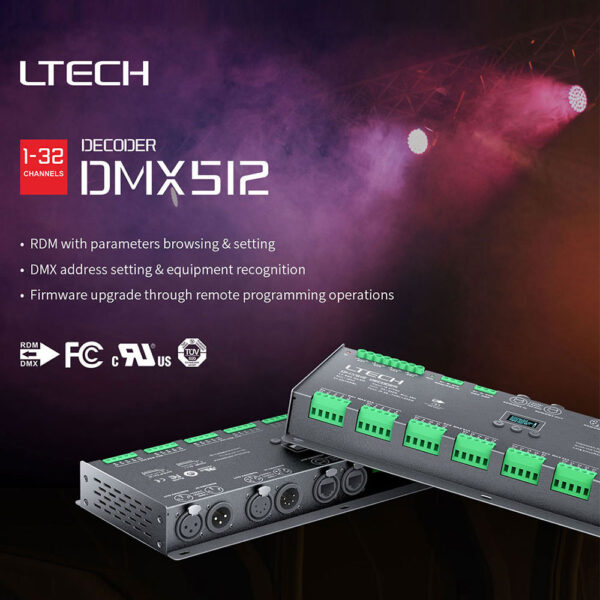 DMX Decoder LT-932-OLED LTech 32CH CV RDM LED Controller 1