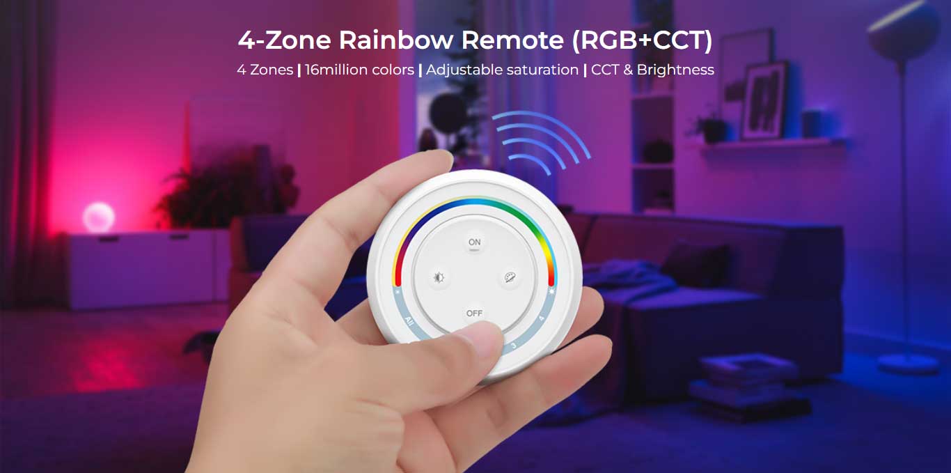 S2W+ 4-Zone Rainbow Remote Control For Lights (RGB+CCT)