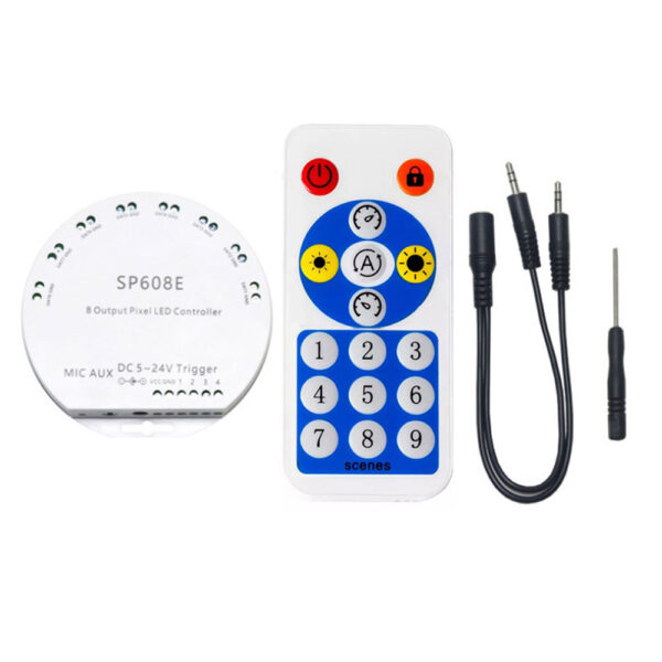 SP608E RF Remote/Bluetooth APP/Trigger Control 8CH Output Addressable LED Controller