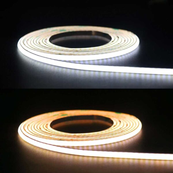 Super Narrow 4mm LED COB Dimmable 5V CCT Dual White LED Strip 1