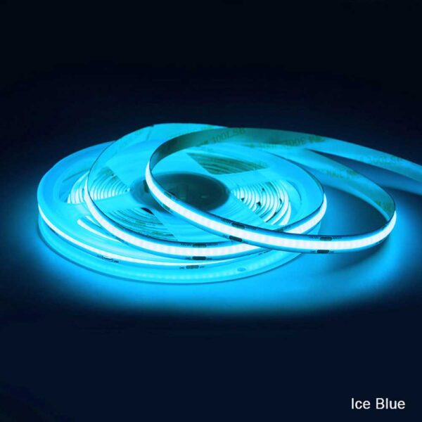 UL Certified 480Chips COB Strip Light No Spot Flexible Tape 8mm ICE BLUE