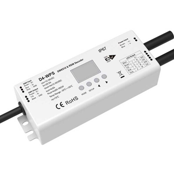 DMX Light Controller IP67 Waterproof DMX512 Decoder D4-WPS