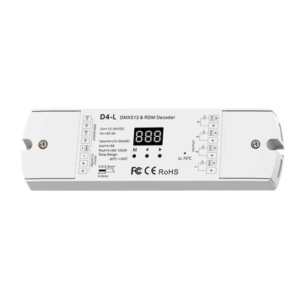 DMX Controller 4CH 20A Max 12V To 24V DC D4-L CV LED Decoder