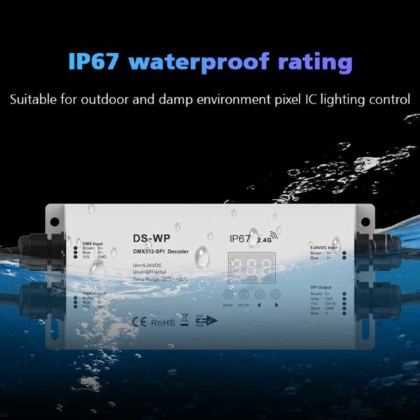DMX512 to SPI Decoder Waterproof LED Controller