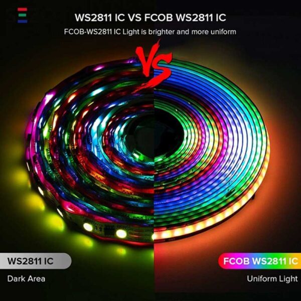 Addressable LED Strip WS2811 IC RGB COB 12V 24V Full Color SMD
