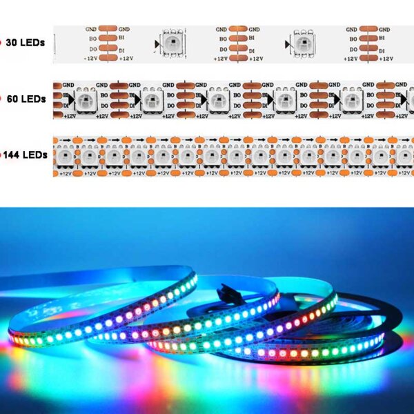 Individually Addressable RGB Color Chasing WS2815 DC12V SPI LED Strip Lighting