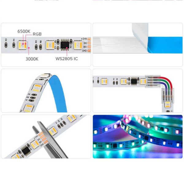 Pixel LED Strip Lights WS2805 Addressable RGBCCT White PCB