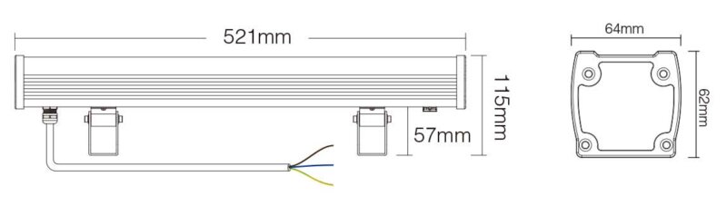 LED Wall Washer Lights RL3-24 24W RGB+CCT Dimension Drawing