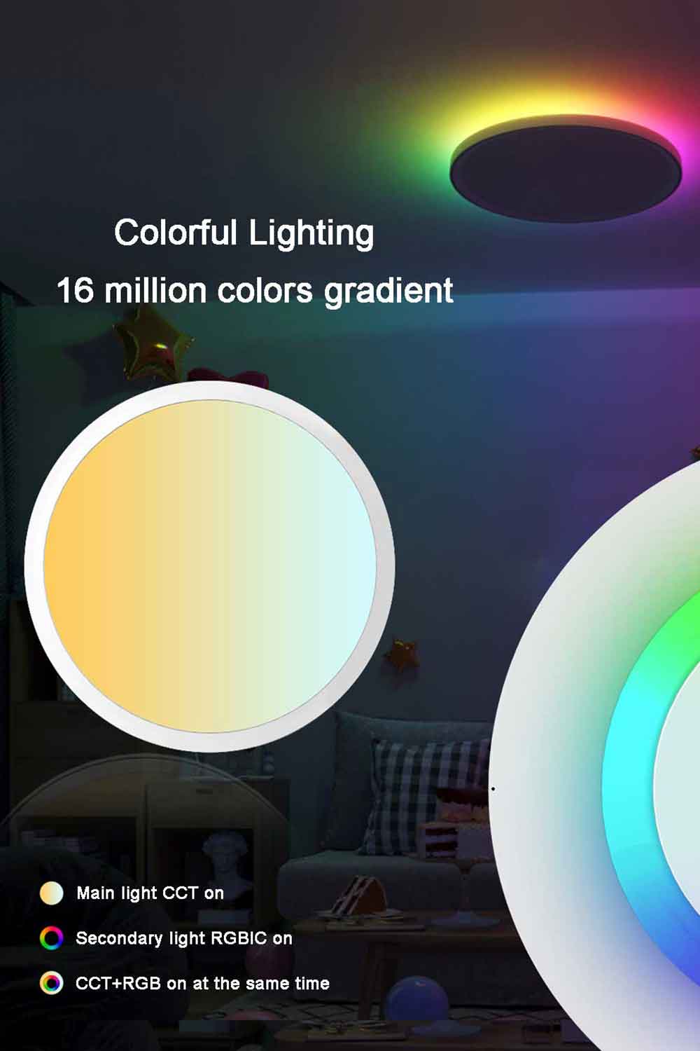 Flush Mount Ceiling Light 30W SPI RGBIC CCT Smart 12 Inch WiFi-AMZ-Lighting Flush Mount Ceiling Light 30W SPI RGBIC CCT Smart 12 Inch WiFi-AMZ-Lighting