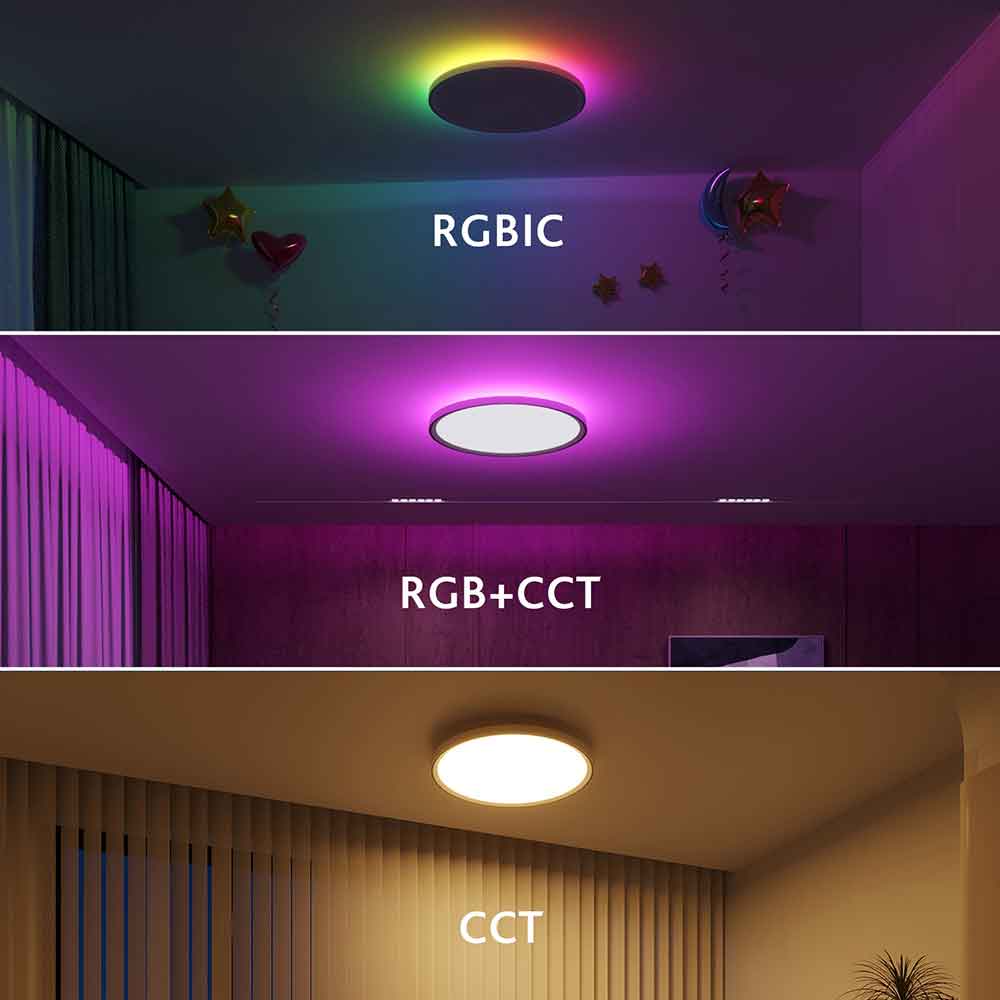 Flush Mount Ceiling Light 30W SPI RGBIC CCT Smart 12 Inch WiFi-AMZ-Lighting Flush Mount Ceiling Light 30W SPI RGBIC CCT Smart 12 Inch WiFi-AMZ-Lighting