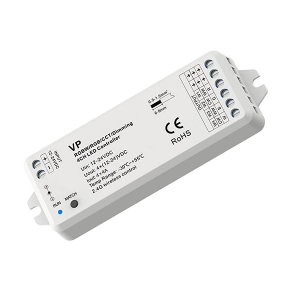 4CH RGBW Controller VP+RT4 – Wireless LED Strip Controller Kit for RGBW Lighting