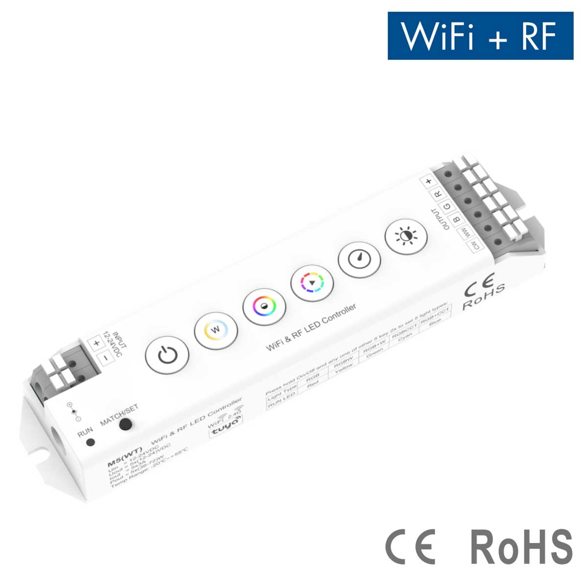 Mini WiFi LED Controller 6 Buttons Skydance M5 (WT) 5-in-1 Tuya-AMZ-Lighting