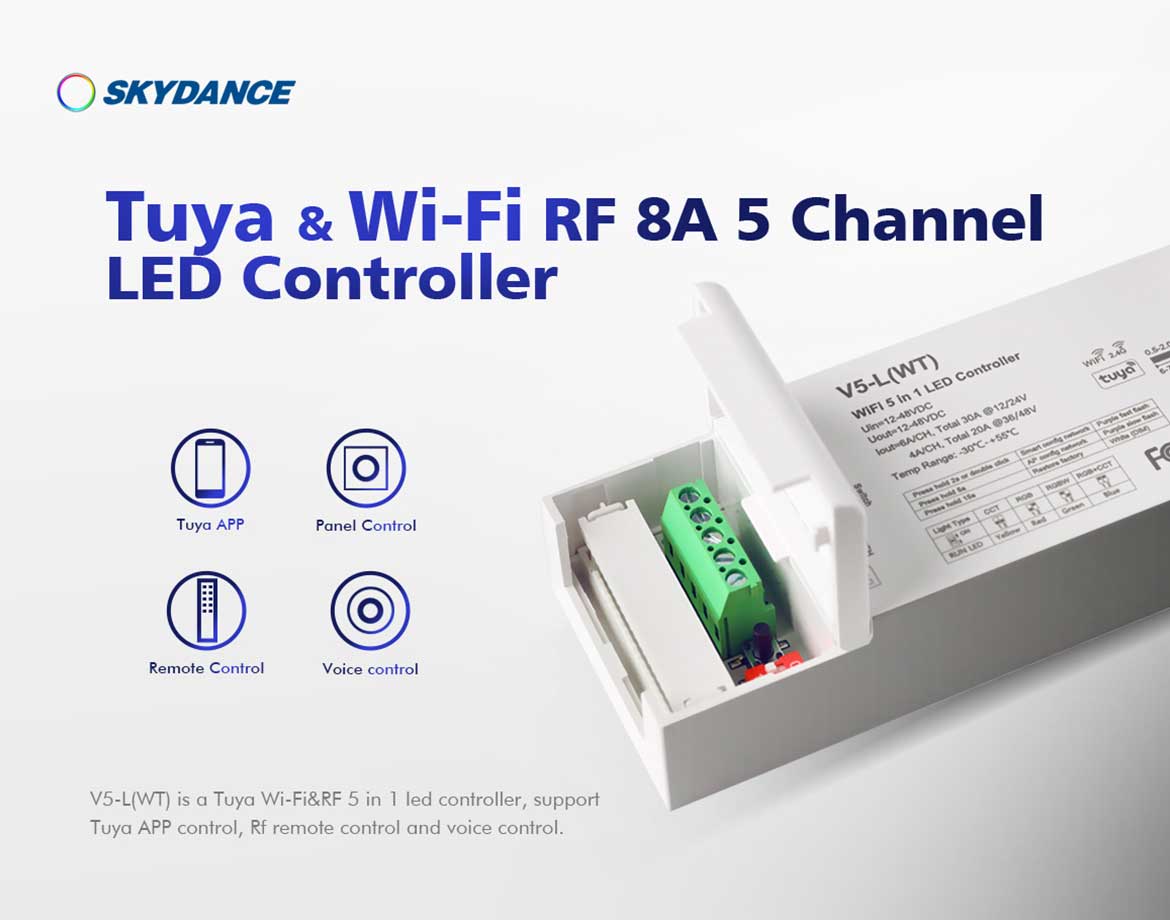 Skydance V5-L(WT) 5-in-1 WiFi LED Controller Tuya Smart & RF-AMZ-Lighting