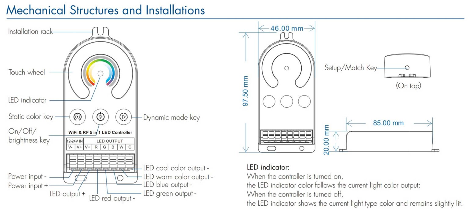 Tuya WiFi LED Strip Controller V5-T(WT) 5-in-1 Smart Dimmer-AMZ-Lighting
